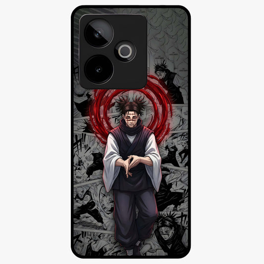 Cursed Ritual Ascension Glass Case showing flat back view with dark ritual themed artwork and glossy glass finish.