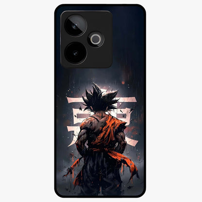 Dark Warrior In Rain Glass Case showing flat back view with warrior artwork in rainy atmosphere and glossy glass finish.