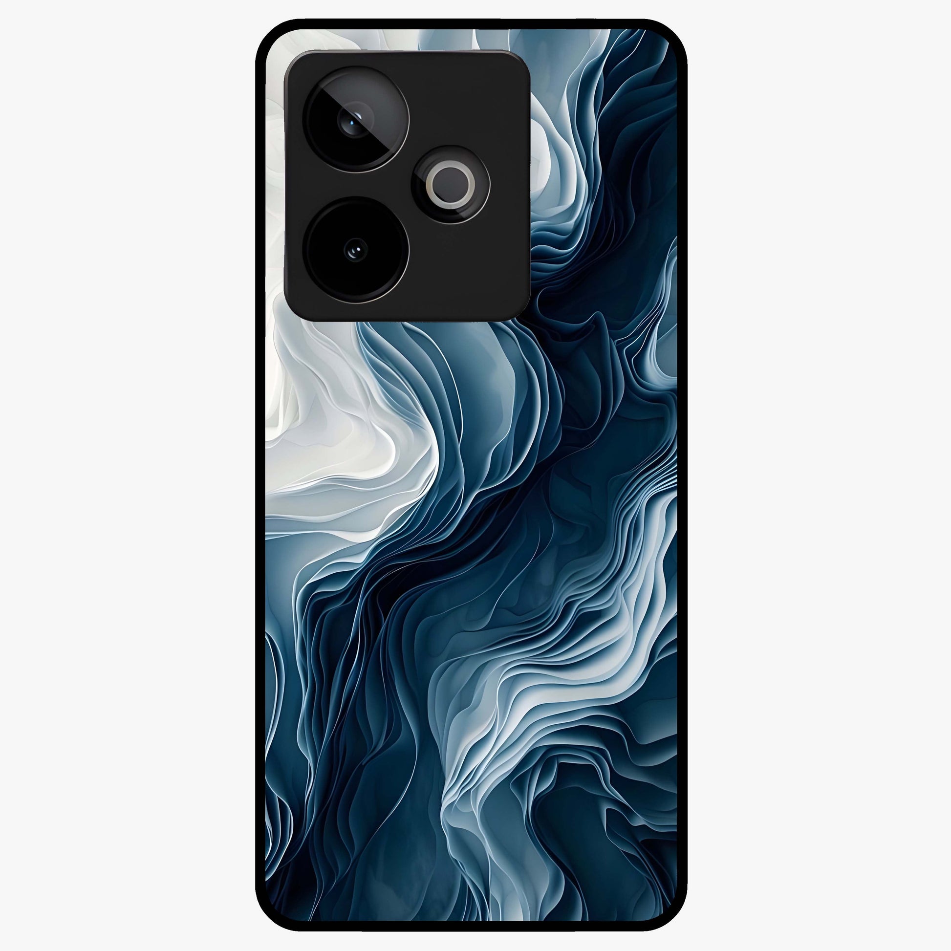 Ethereal Paper Marble Glass Case showing flat back view with soft marble paper texture artwork and glossy glass finish.