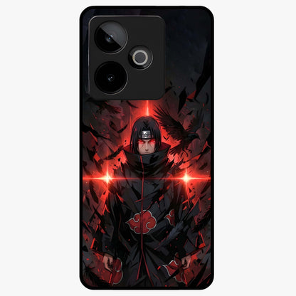 Focused Blade Discipline Glass Case showing flat back view with warrior sword themed artwork and glossy glass finish.