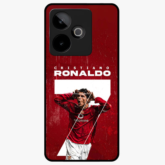 Goal Celebration Legacy Glass Case showing flat back view with football celebration inspired artwork and glossy glass finish.