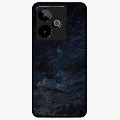 Lunar Veil Silence Glass Case showing flat back view with mystical moon veil artwork and glossy glass finish.