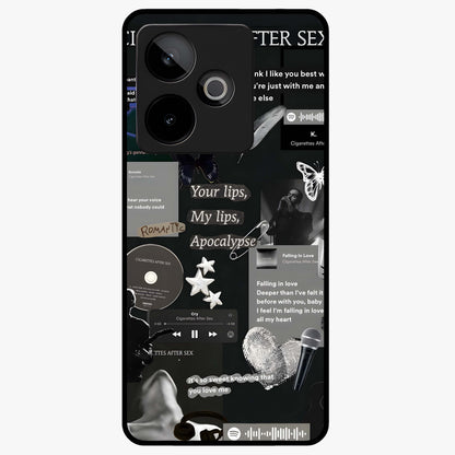 Midnight Love Echo Glass Case showing flat back view with romantic midnight themed artwork and glossy glass finish.