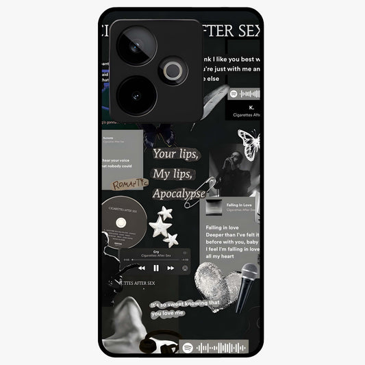 Midnight Love Echo Glass Case showing flat back view with romantic midnight themed artwork and glossy glass finish.