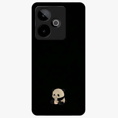 Midnight Panda Love Glass Case showing flat back view with cute panda themed artwork and glossy glass finish.