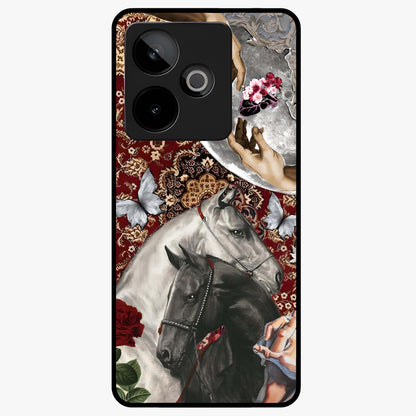 Moonlit Royal Stallion Glass Case showing flat back view with majestic horse under moonlight artwork and glossy glass finish.