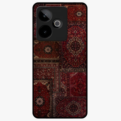 Persian Velvet Tale Glass Case showing flat back view with luxurious Persian velvet pattern artwork and glossy glass finish.