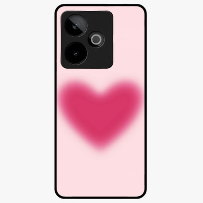 Pink Aura Heart Glass Case showing flat back view with glowing heart artwork and glossy glass finish.