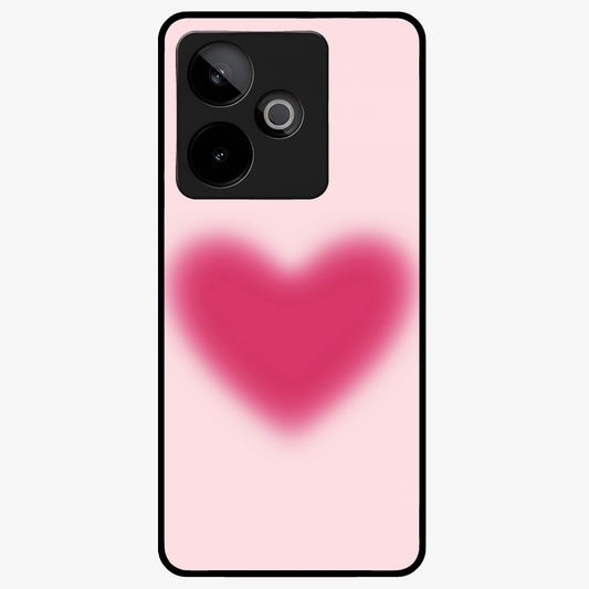 Pink Aura Heart Glass Case showing flat back view with glowing heart artwork and glossy glass finish.