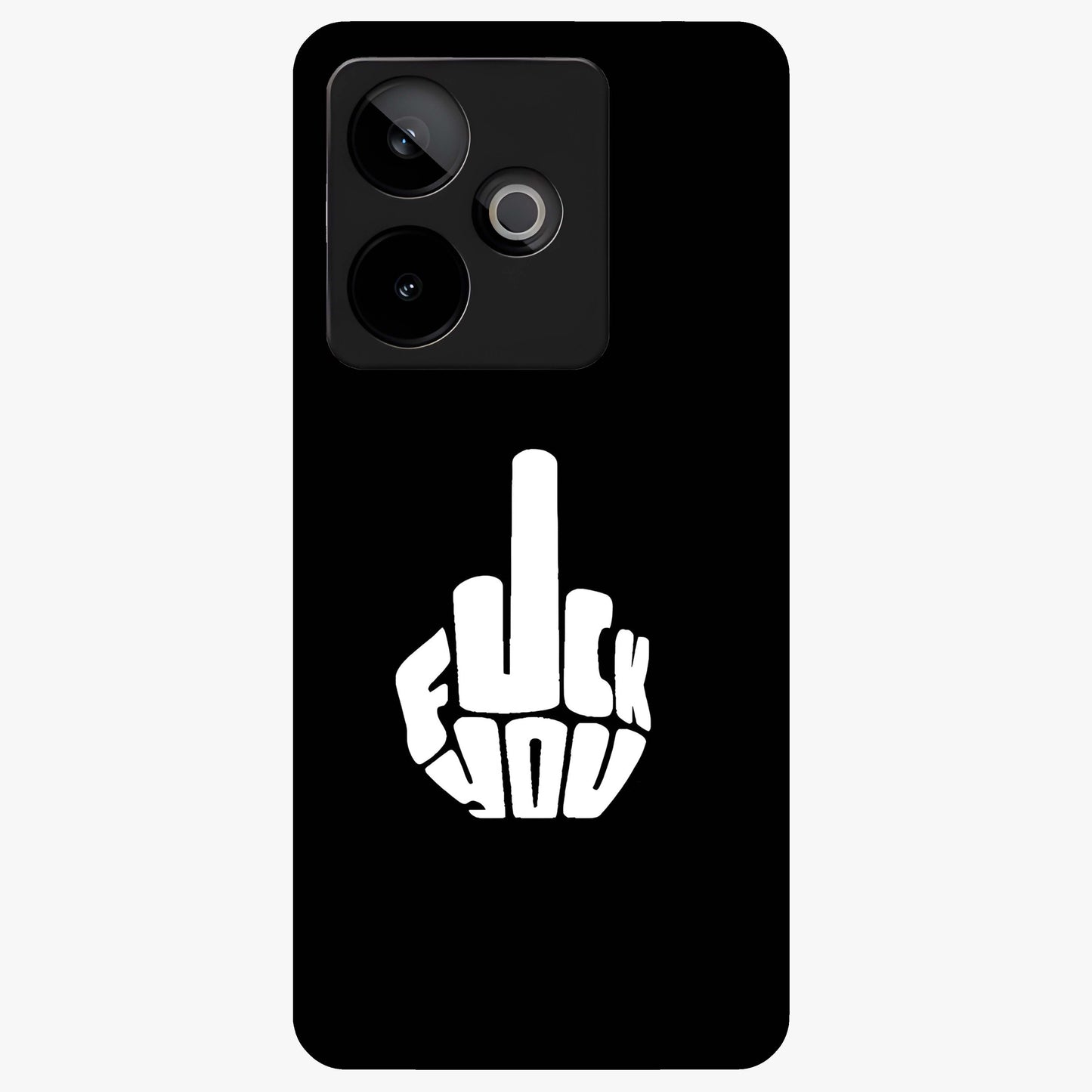 Rebel Mode On Glass Case showing flat back view with bold rebellious typography artwork and glossy glass finish.