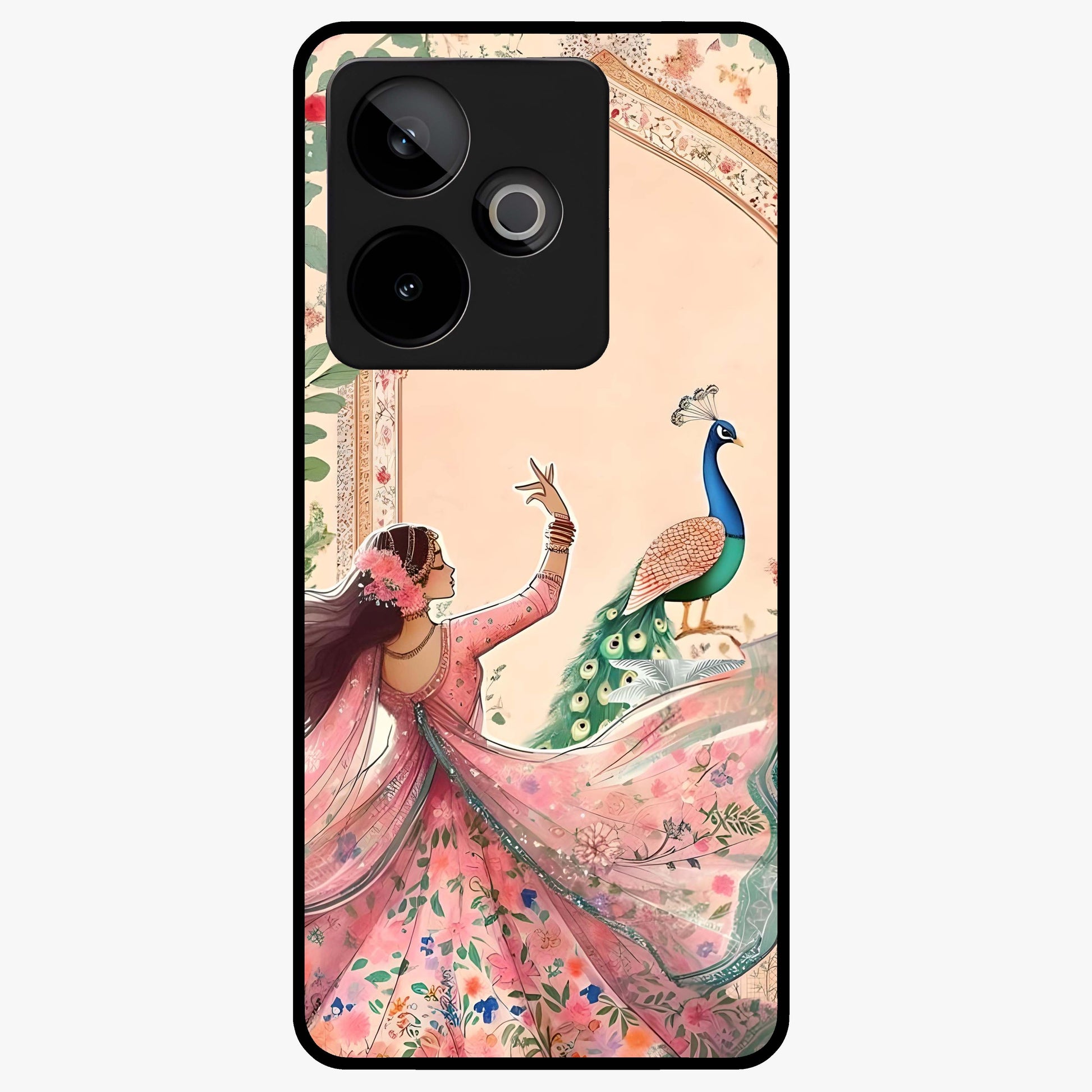 Royal Grace Muse Glass Case showing flat back view with elegant artistic artwork and glossy glass finish.