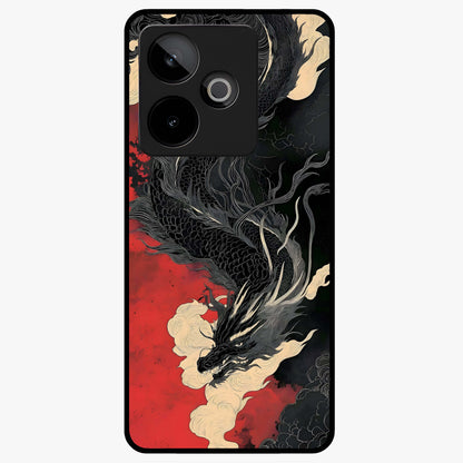Shadow Dragon Fury Glass Case showing flat back view with fierce dragon artwork and glossy glass finish.