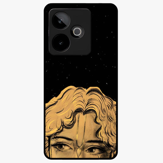 Shri Krishna Art Glass Case showing flat back view with devotional Krishna artwork and glossy glass finish.