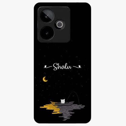 Silent Night Row Glass Case showing flat back view with calm night themed artwork and glossy glass finish.