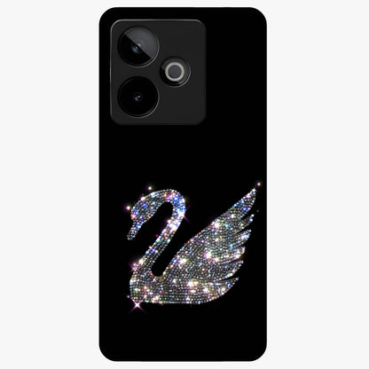 Starlit Swan Grace Glass Case showing flat back view with graceful swan artwork under starry sky and glossy glass finish.