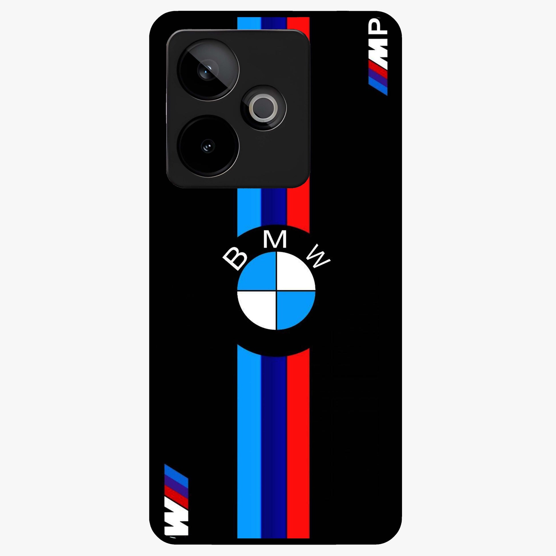 Turbo BMW Beast Glass Case showing flat back view with high performance sports car artwork and glossy glass finish.