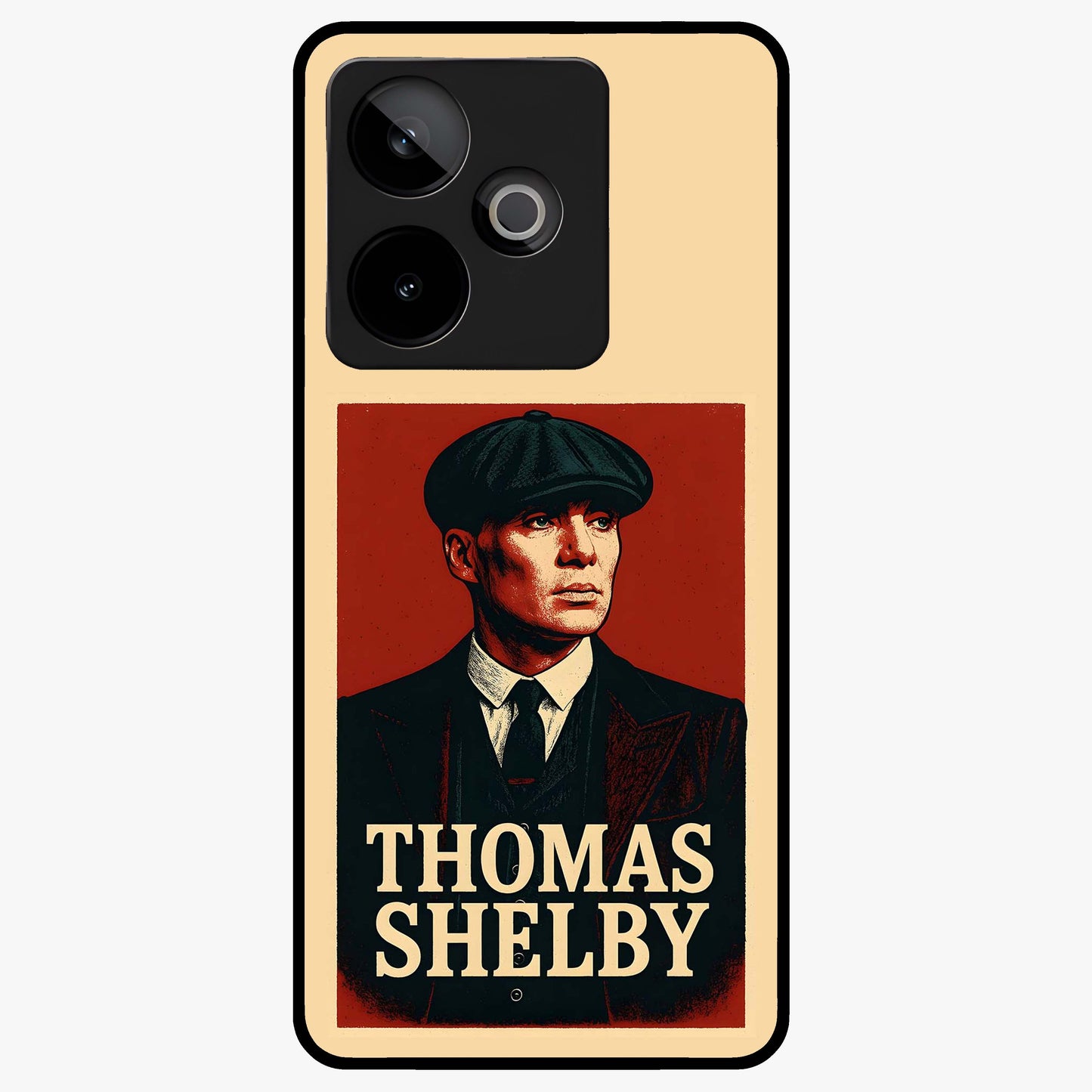 Vintage Mafia Authority Glass Case showing flat back view with bold vintage mafia inspired artwork and glossy glass finish.