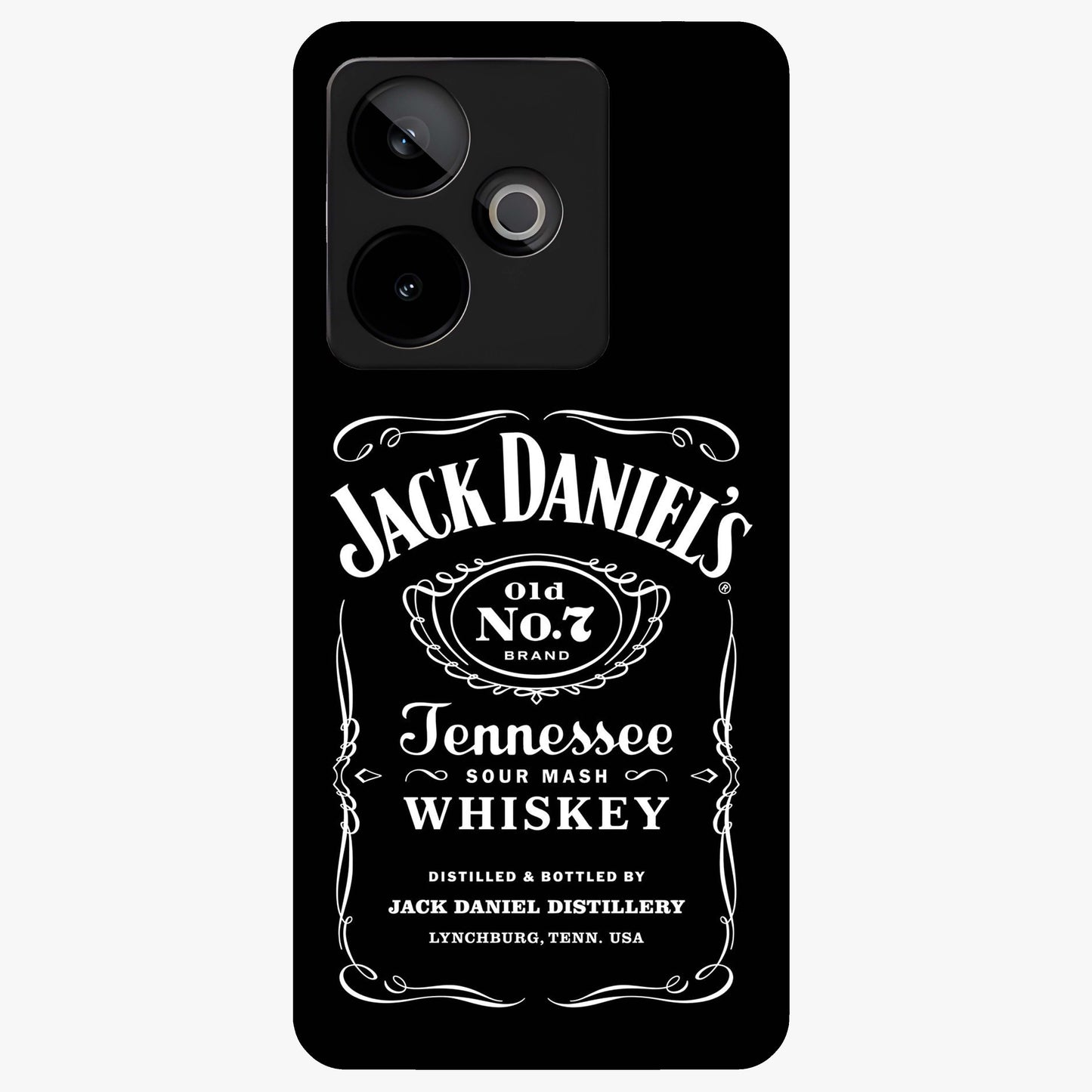 Vintage Whiskey Heritage Glass Case showing flat back view with classic whiskey inspired artwork and glossy glass finish.