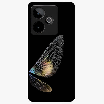 Whispers Of Wings Glass Case showing flat back view with graceful wing inspired artwork and glossy glass finish.