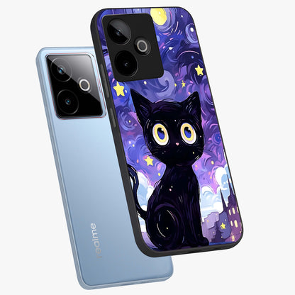 Abstract Cat Art Glass Case displayed in angled mockup highlighting modern abstract cat artwork and sleek glass surface.