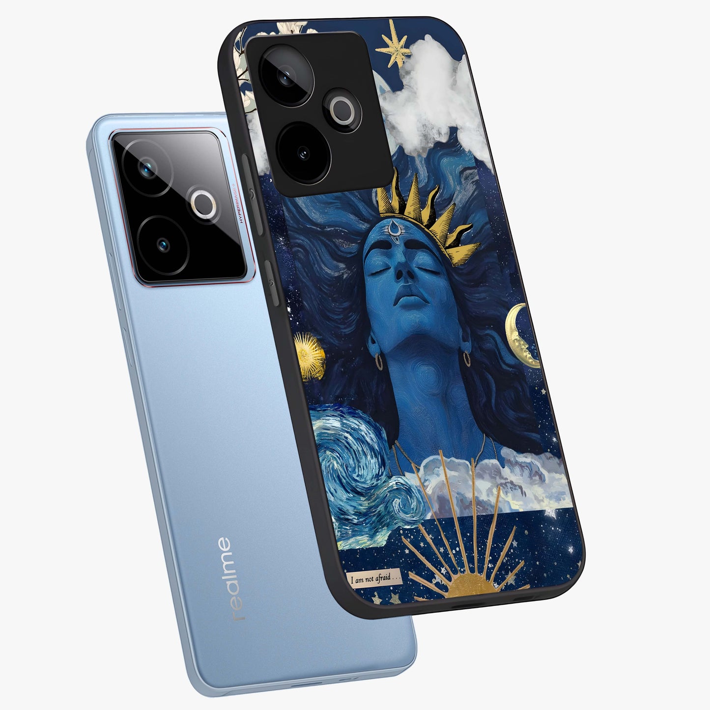 Aesthetic Lord Shiva Glass Case displayed in angled mockup highlighting spiritual Shiva illustration and sacred aesthetic design.