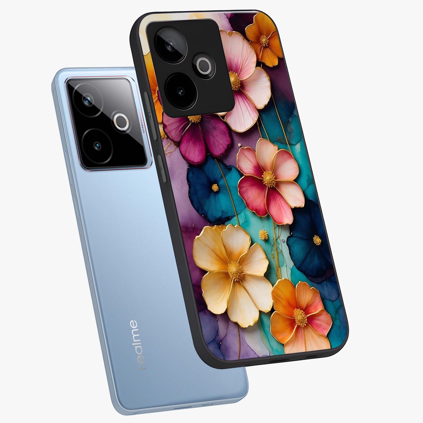 Artlyn Grace Flower Pattern Glass Case displayed in angled mockup highlighting delicate flower pattern design and smooth glass surface.