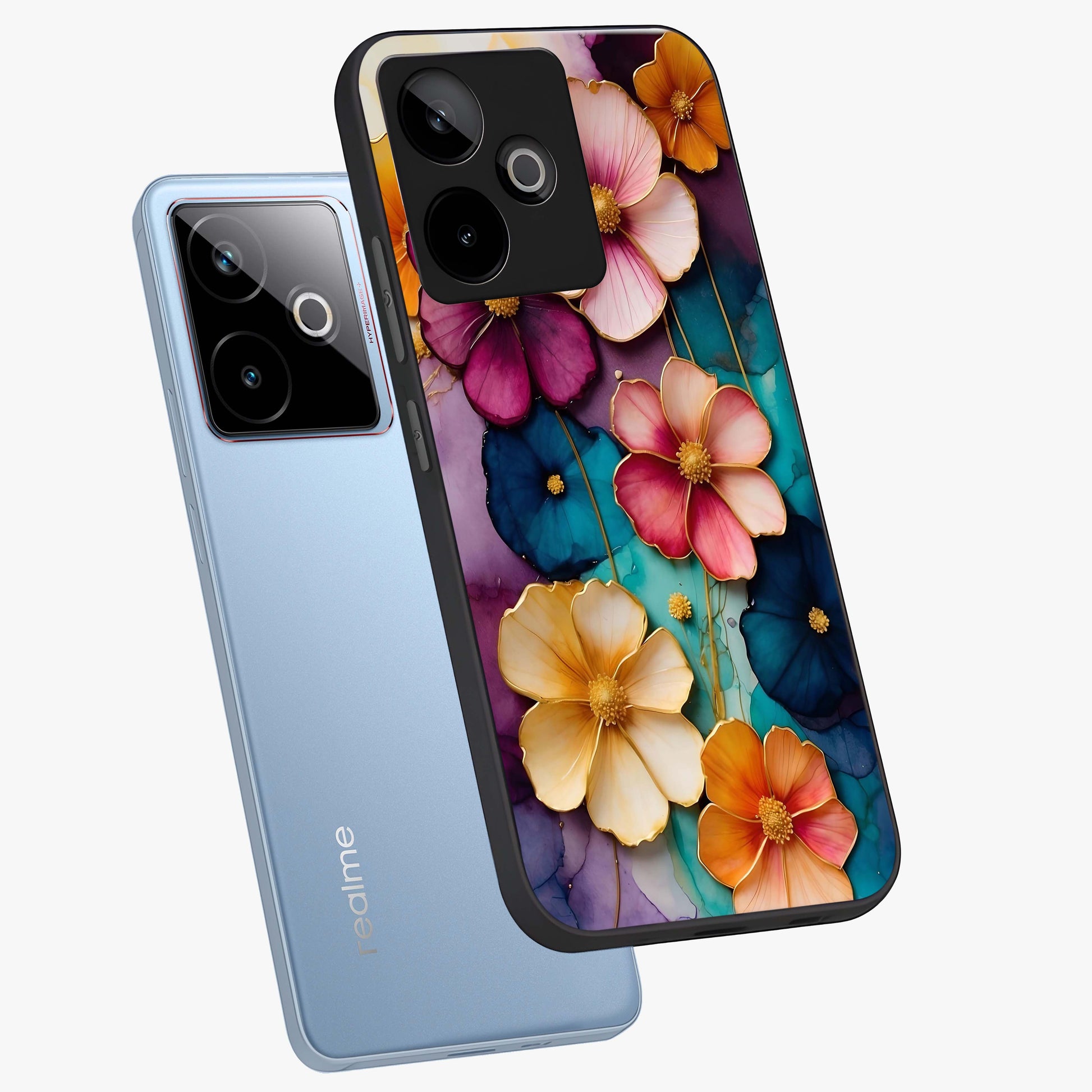 Artlyn Grace Flower Pattern Glass Case displayed in angled mockup highlighting delicate flower pattern design and smooth glass surface.