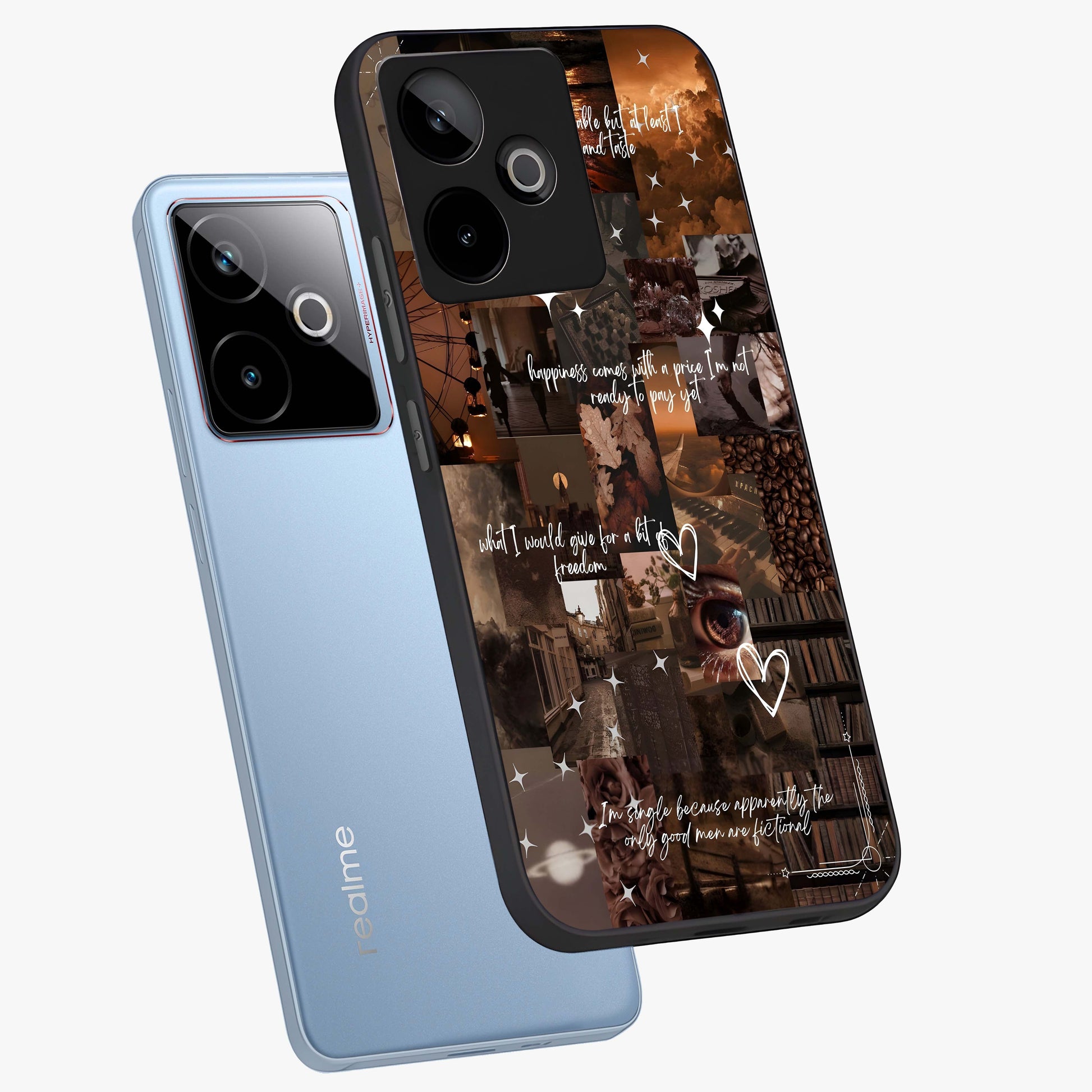 Bittersweet Aesthetic Chaos Glass Case displayed in angled mockup highlighting expressive abstract artwork and edgy aesthetic theme.