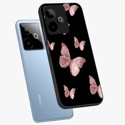 Butterfly Pattern Glass Case displayed in angled mockup highlighting delicate butterfly design and aesthetic pattern style.