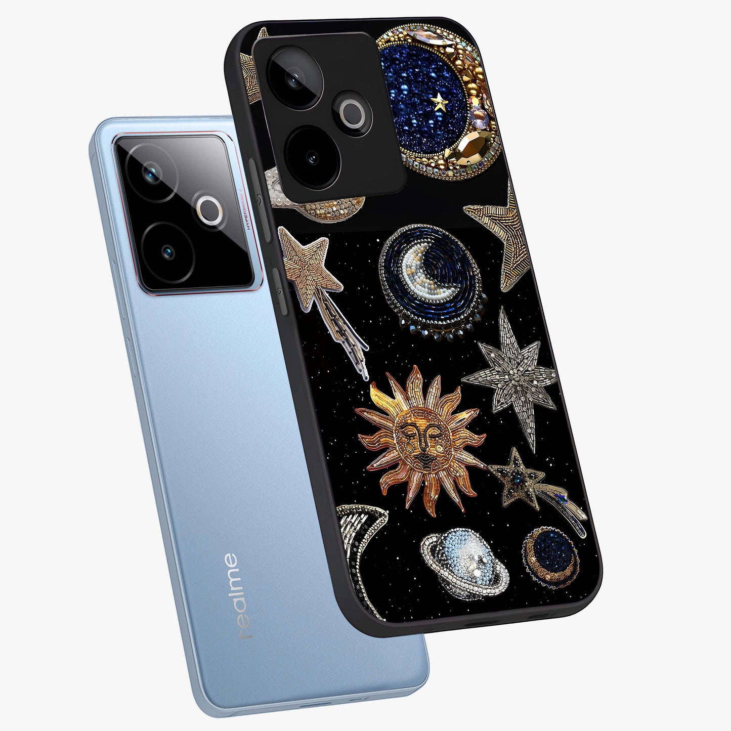 Celestial Gem Constellations Glass Case displayed in angled mockup highlighting gemstone inspired constellation design.