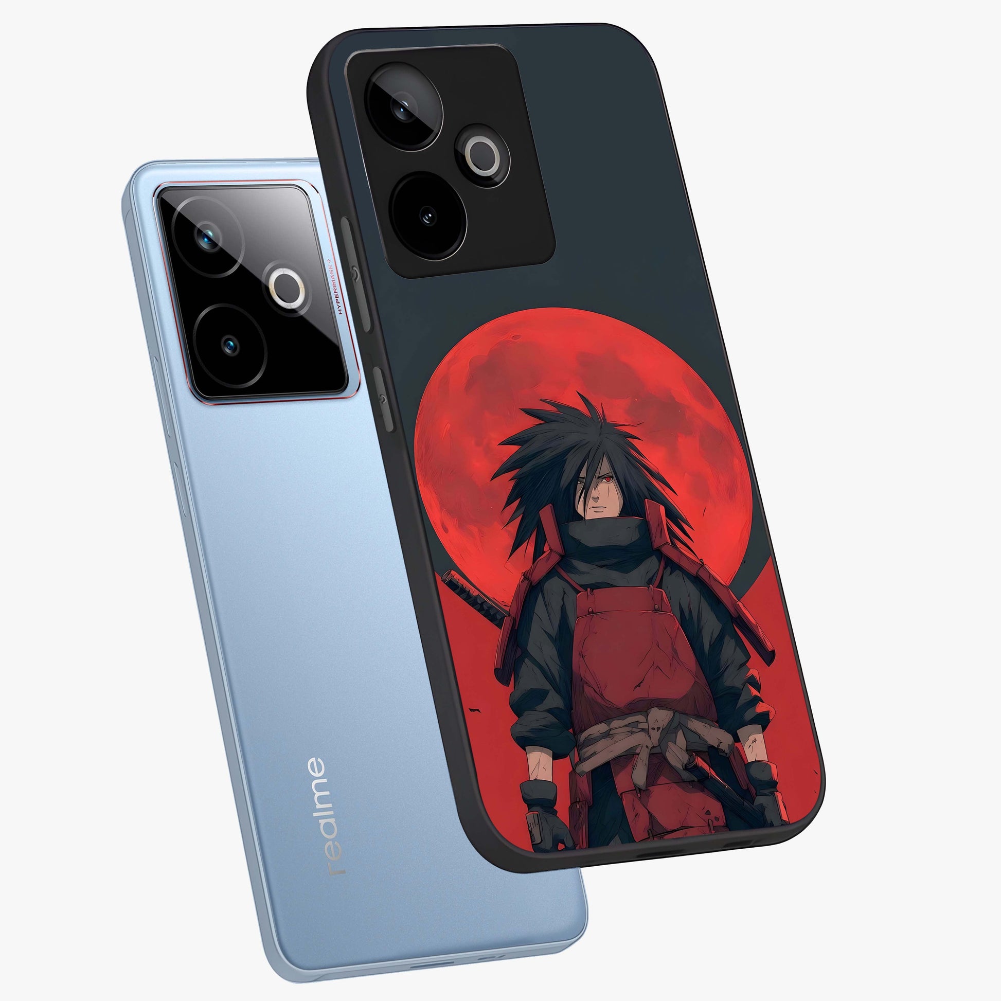 Crimson Moon Warlord Glass Case displayed in angled mockup highlighting dramatic crimson moon design with fantasy aesthetic.