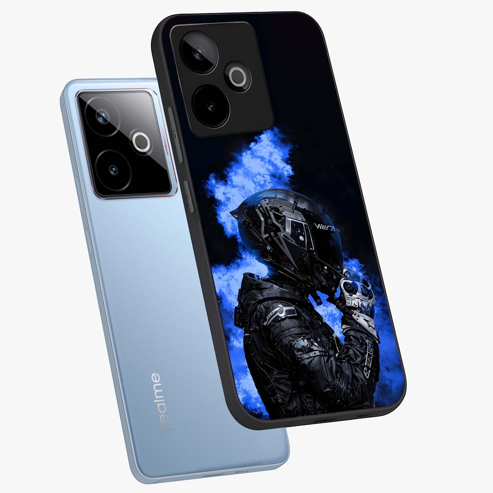 Cyber Sentinel Protocol Glass Case displayed in angled mockup highlighting digital cyber design with sci-fi aesthetic style.