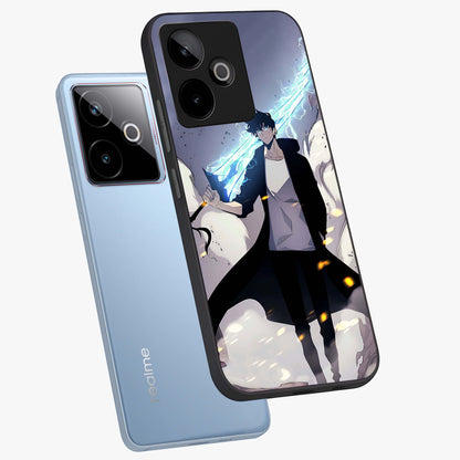 Dark Lightning Anime Warrior Glass Case displayed in angled mockup highlighting powerful lightning themed anime illustration.