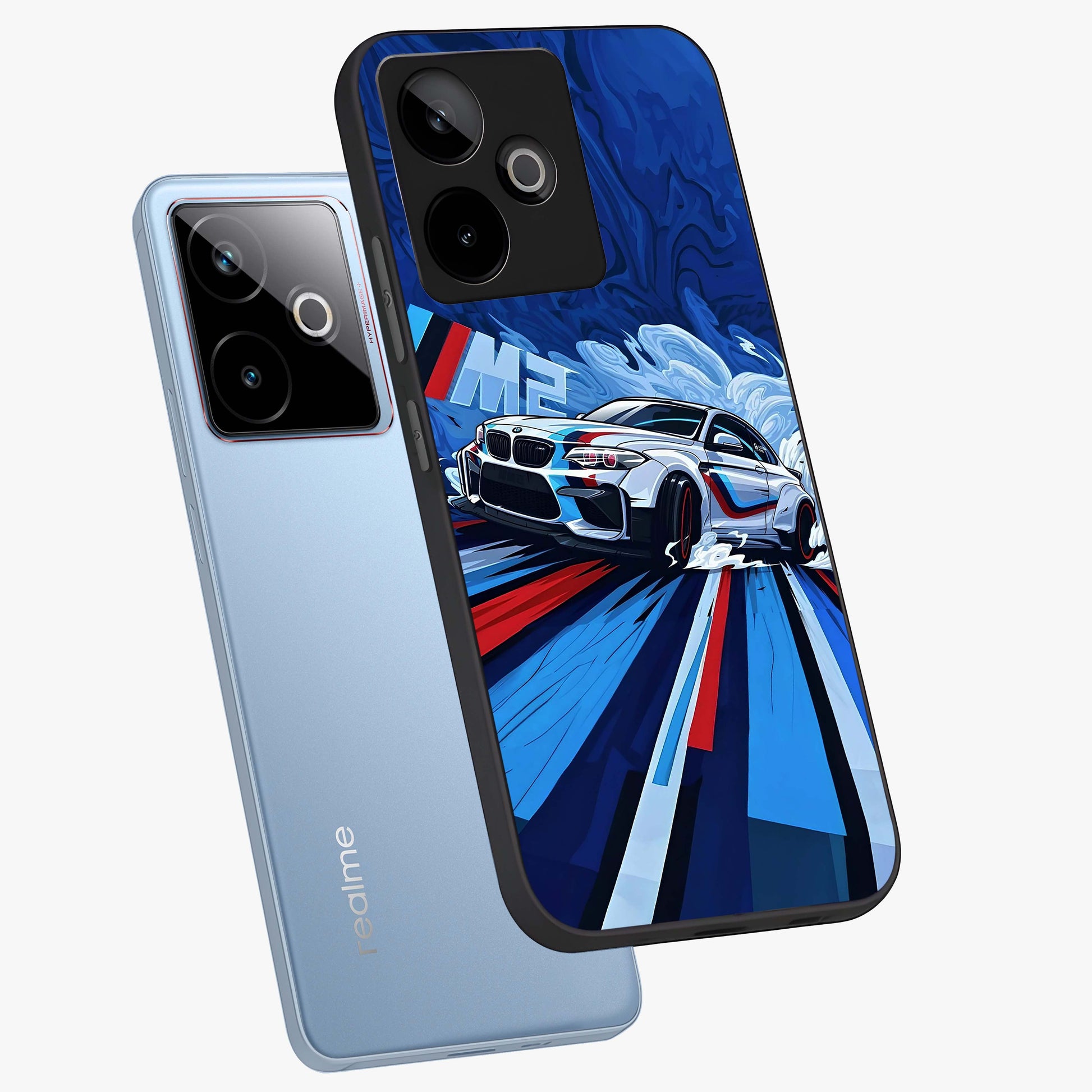 Drift Power Rush Glass Case displayed in angled mockup highlighting powerful drift car design with sporty aesthetic style.