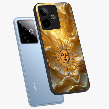 Eternal Golden Glow Glass Case displayed in angled mockup highlighting glowing golden aesthetic design with elegant style.