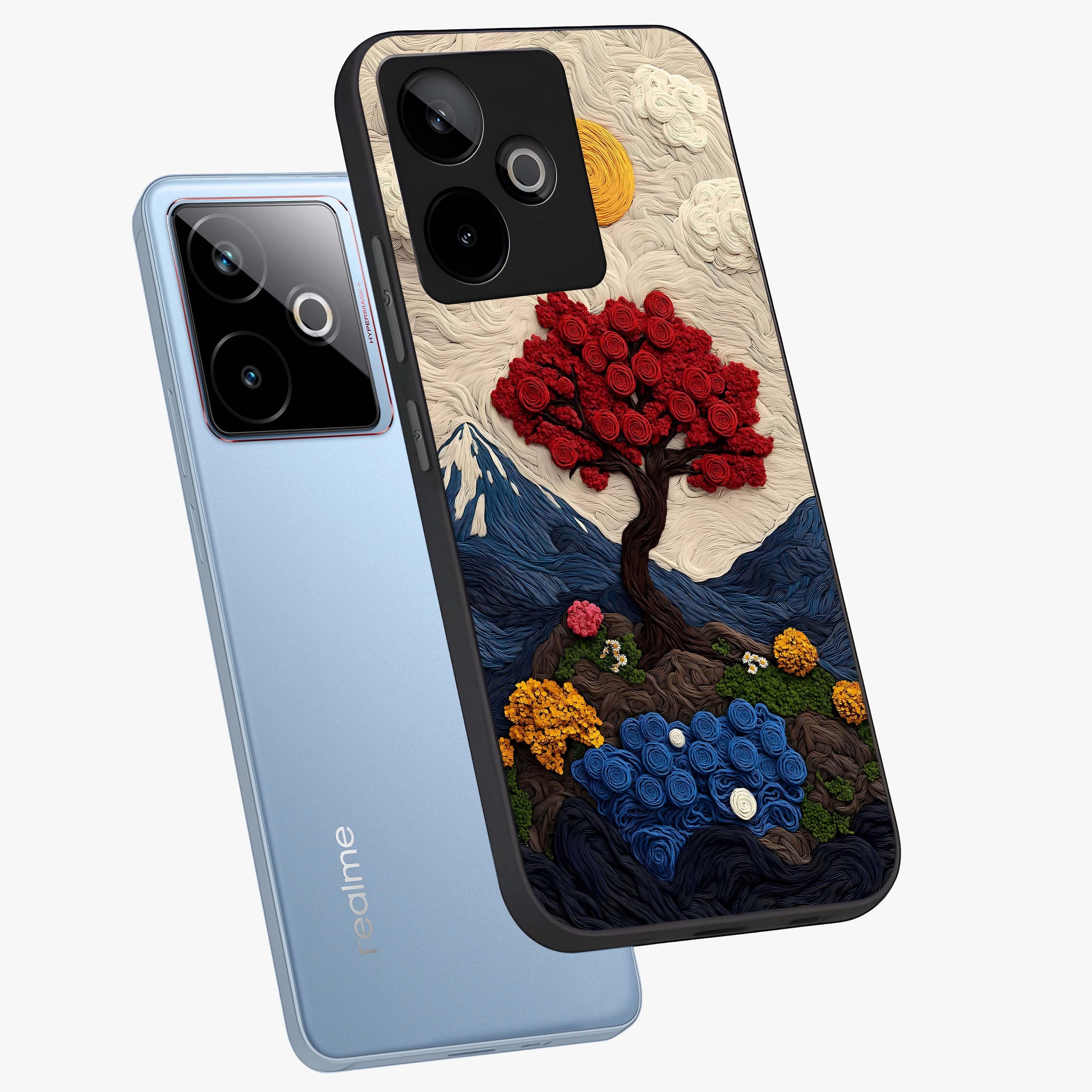 Eternal Nature Tapestry Glass Case displayed in angled mockup highlighting detailed botanical pattern with artistic aesthetic.