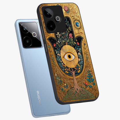 Ethereal Evil Eye Glass Case displayed in angled mockup highlighting protective evil eye symbol with spiritual aesthetic design.