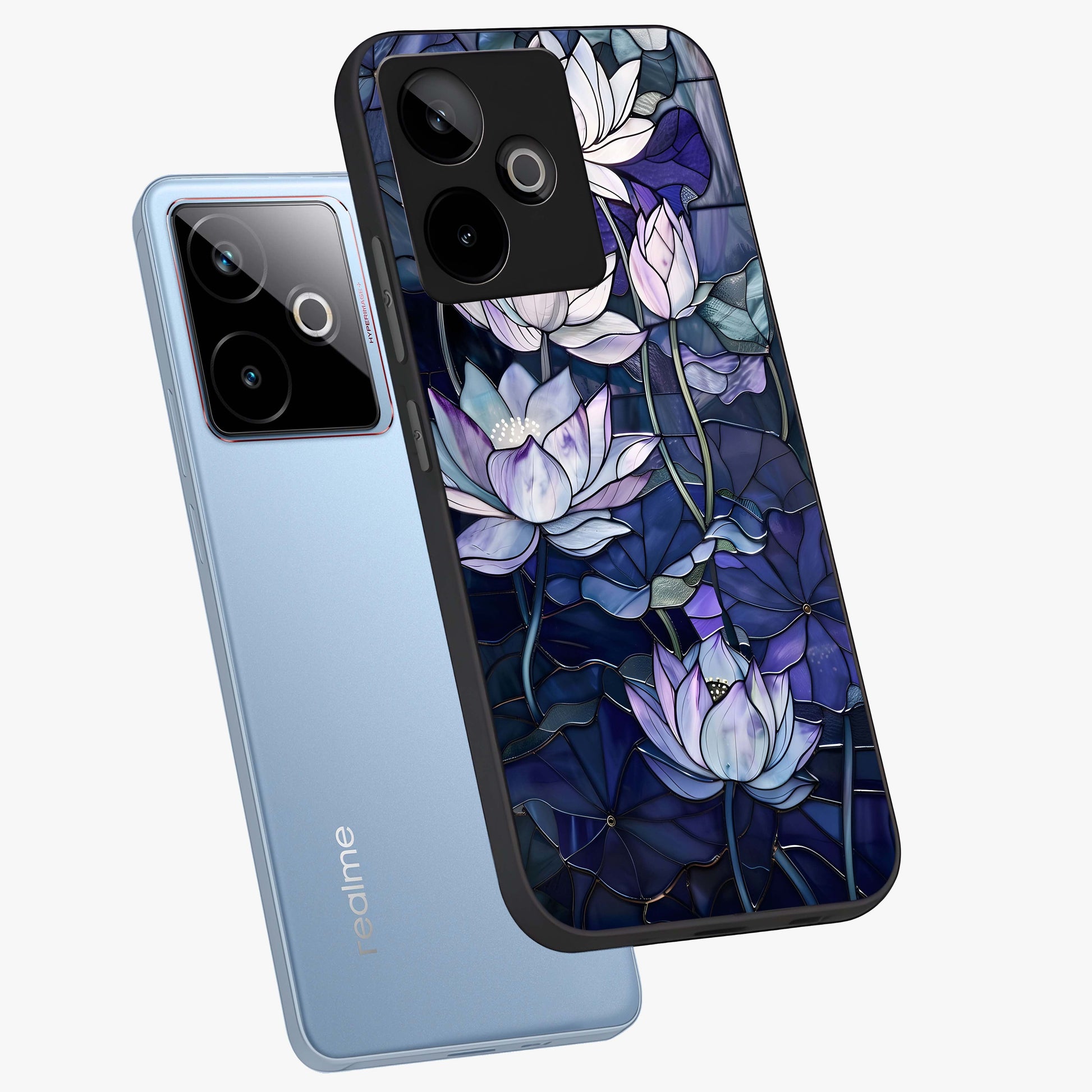 Gloss Petal Rush Glass Case displayed in angled mockup highlighting vibrant petal design with elegant floral aesthetic.