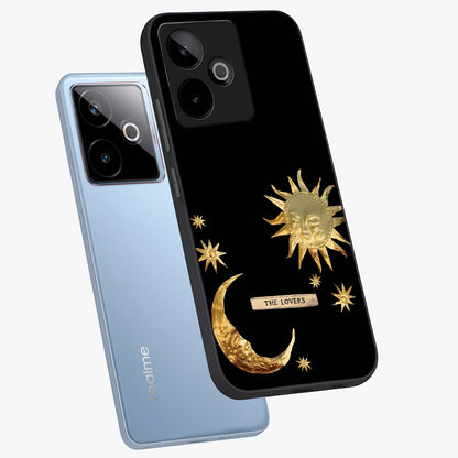 Gold Sun Blush Glass Case displayed in angled mockup highlighting radiant sun design with warm golden aesthetic.