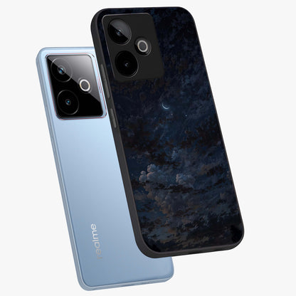 Lunar Veil Silence Glass Case displayed in angled mockup highlighting soft lunar design with peaceful celestial aesthetic.