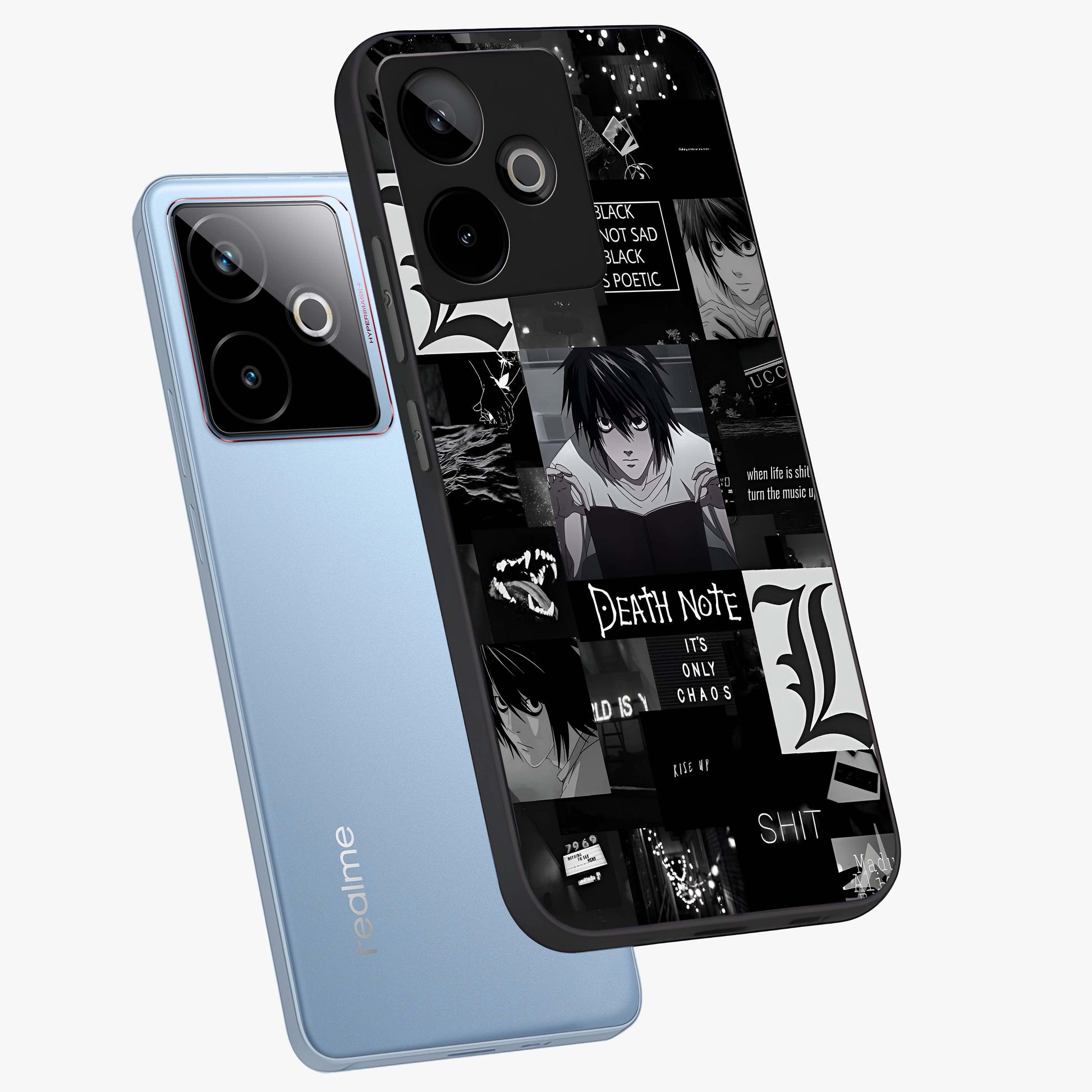 Midnight Chaos Mind Glass Case displayed in angled mockup highlighting chaotic artistic design with dramatic midnight aesthetic.