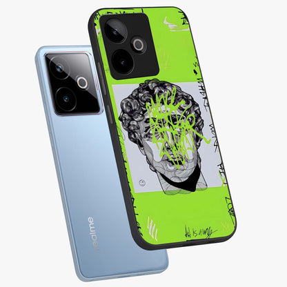 Neo Graffiti Rebellion Glass Case displayed in angled mockup highlighting urban street art design with rebellious aesthetic.
