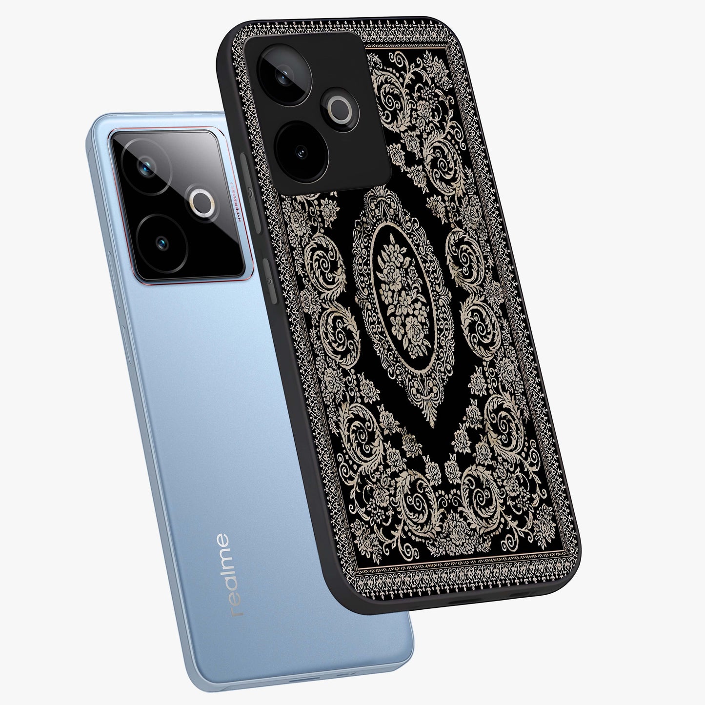 Noir Bloom Elegance Glass Case displayed in angled mockup highlighting refined flower design with stylish noir aesthetic.