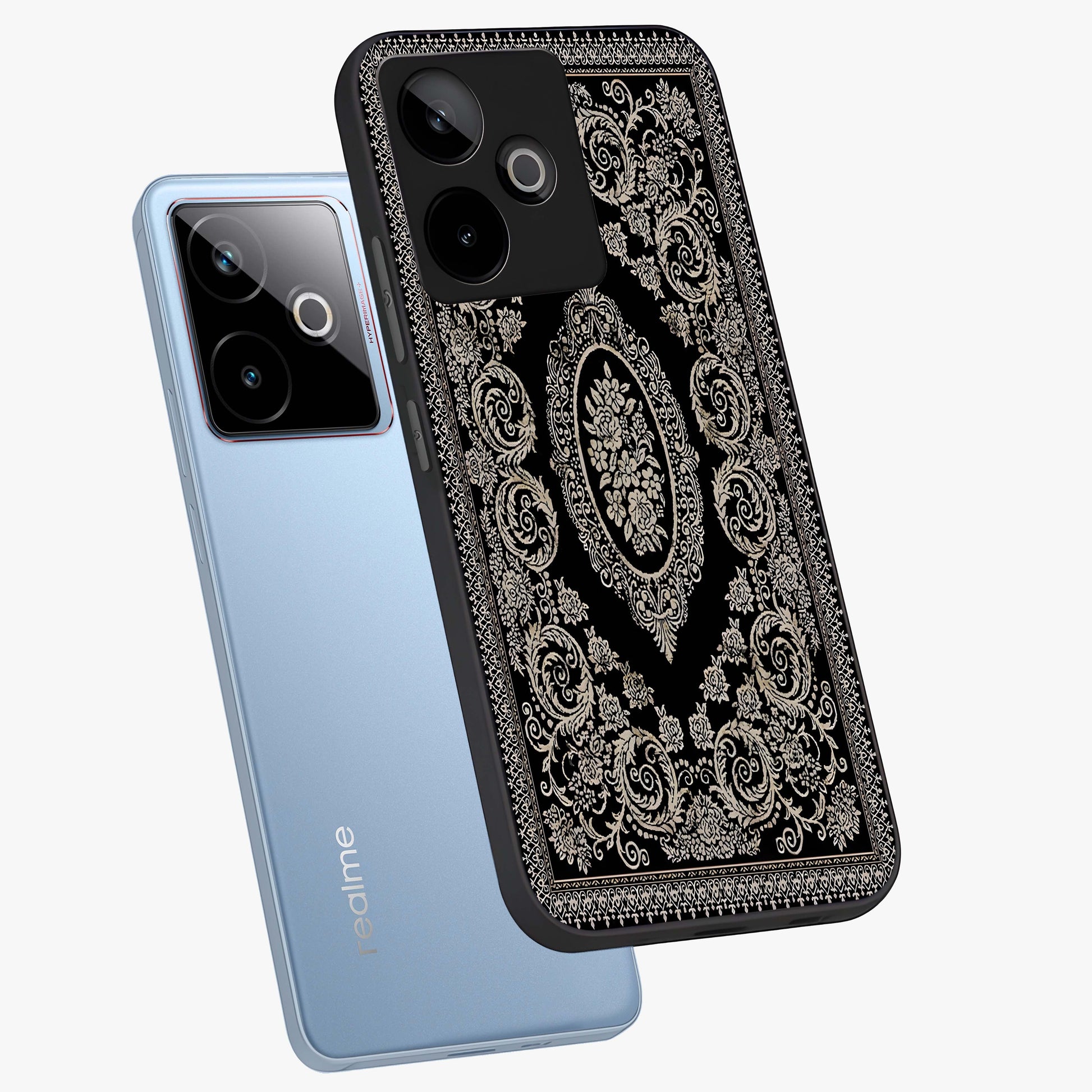 Noir Bloom Elegance Glass Case displayed in angled mockup highlighting refined flower design with stylish noir aesthetic.