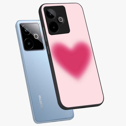 Pink Aura Heart Glass Case displayed in angled mockup highlighting vibrant pink heart design with dreamy aura aesthetic.