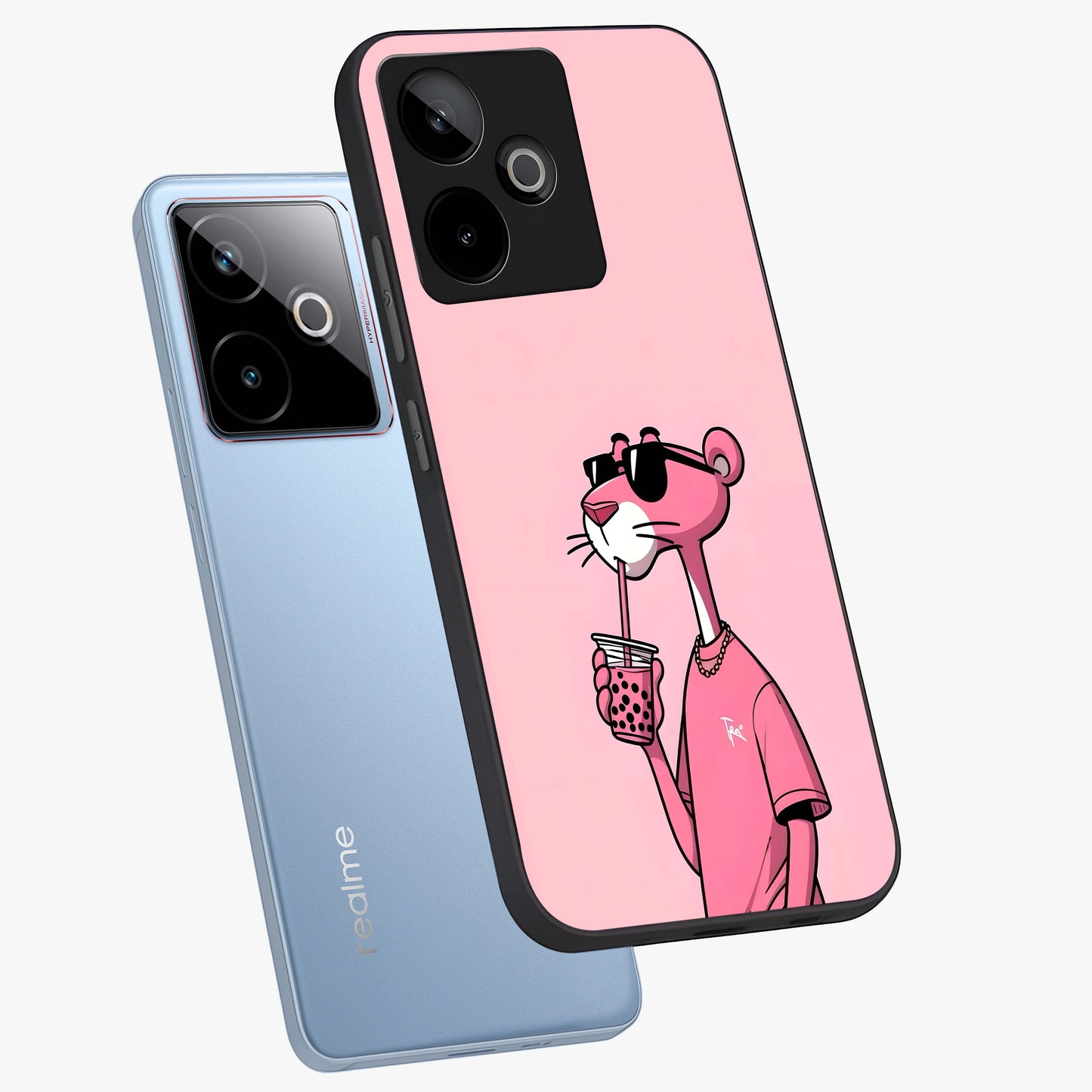 Pink Panther Glass Case displayed in angled mockup highlighting playful cartoon character design with vibrant pink aesthetic.