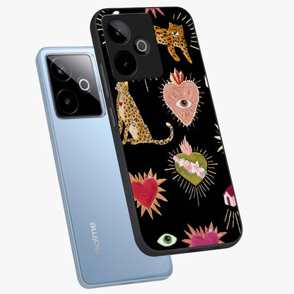 Sacred Jungle Heart Glass Case displayed in angled mockup highlighting lush tropical design with natural aesthetic style.