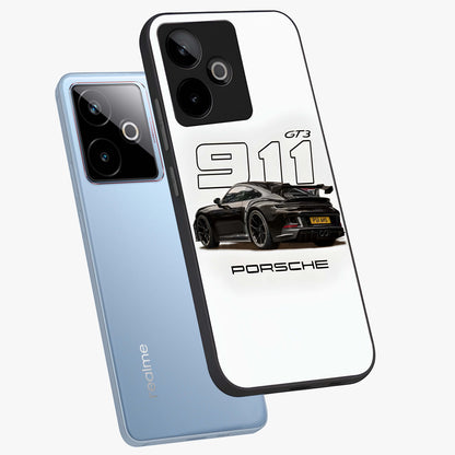 Turbo Legacy Icon Glass Case displayed in angled mockup highlighting dynamic automotive design with performance aesthetic.