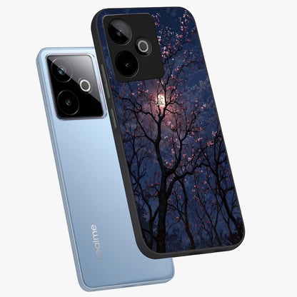 Twilight Sakura Serenade Glass Case displayed in angled mockup highlighting delicate sakura flower design with dreamy aesthetic.