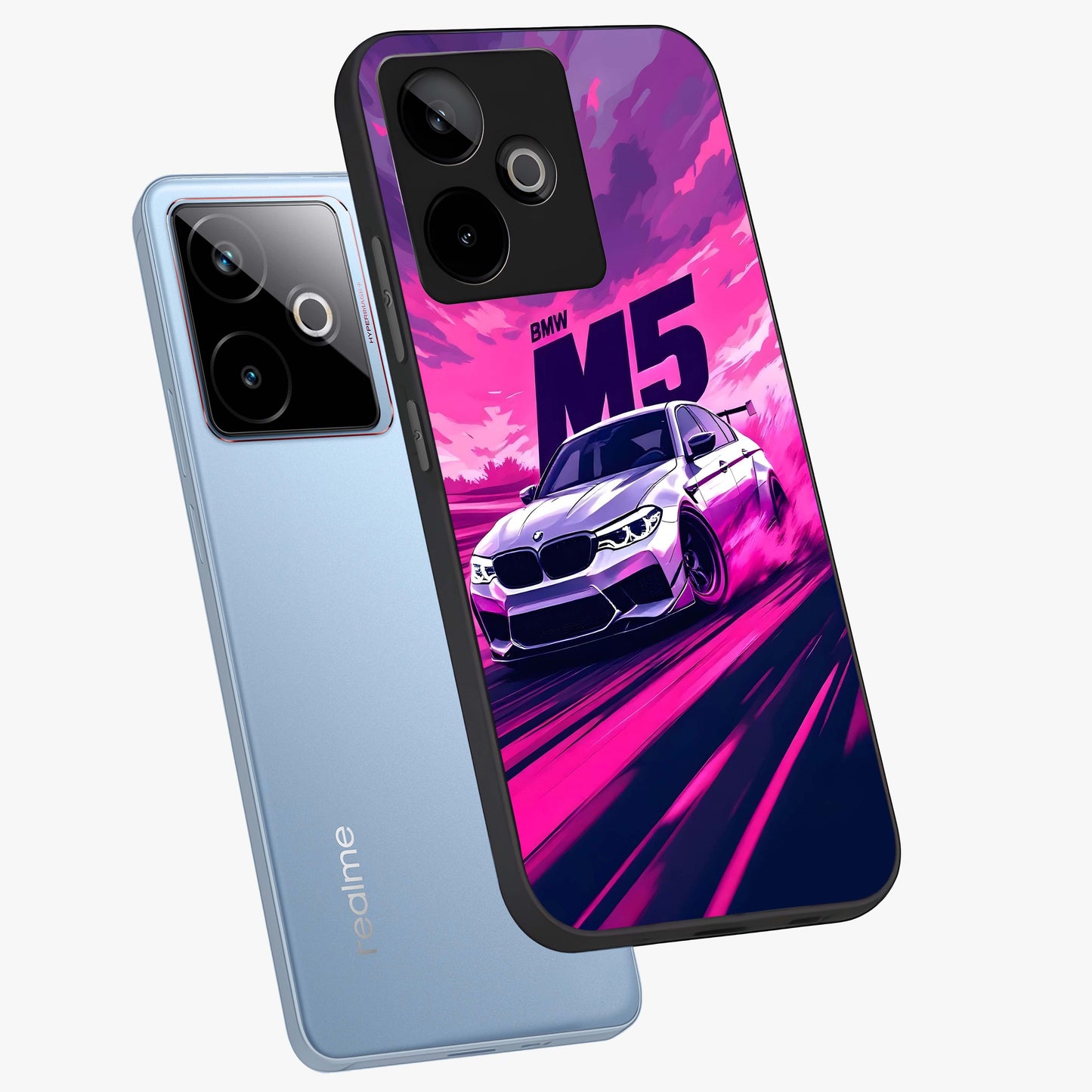 Velocity Drift Pulse Glass Case displayed in angled mockup highlighting dynamic drift design with sporty automotive aesthetic.